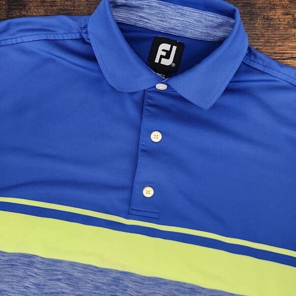FootJoy Other - Footjoy Men's Golf Polo Size Medium‎ Blue Green Stripe Wicking Short Sleeve